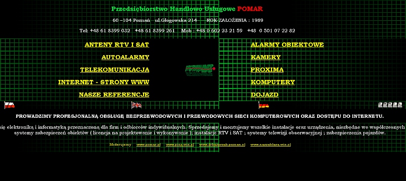 Poznań, montaż monitoringu, alarm serwis, montaż anten, instalacja, sieci komputerowej, naprawa, serwis, montaż, kamer, alarmu, anteny, instalacje, sterowanie,strona z 2004